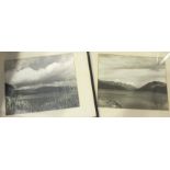Two framed mid-20th century monochrome photographs of Scottish lochs or possibly the Lake