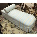 A Victorian rectangular upholstered day bed on mahogany turned legs, 170 x 56cm.
