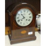 An Edwardian dome-top mahogany striking mantel clock by the Hamburg American Clock Co, 32cm high,