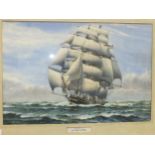 George R Wiseman, 'Cutty Sark', a signed watercolour, 37 x 55cm, titled on mount.