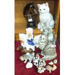 A Beswick Persian cat - seated, looking up, Grey Swiss roll no.1867, 21cm, other cat and animal