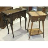 A walnut fold-over card table in the 18th century style with rectangular top, on shaped frieze and