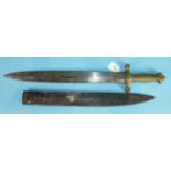 A French Infantry Gladius sword, the 49cm double-edged blade with stamped and engraved marks,