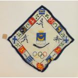 A silk handkerchief for the 1940 Helsinki Olympic Games, 23cm.