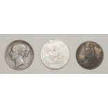 A Queen Victoria 1845 crown, an 1887 double-florin and a William IV crown, (well-rubbed), (3).