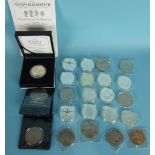 Westminster, a collection of eight .925 silver coins from the Queen Elizabeth II Crown