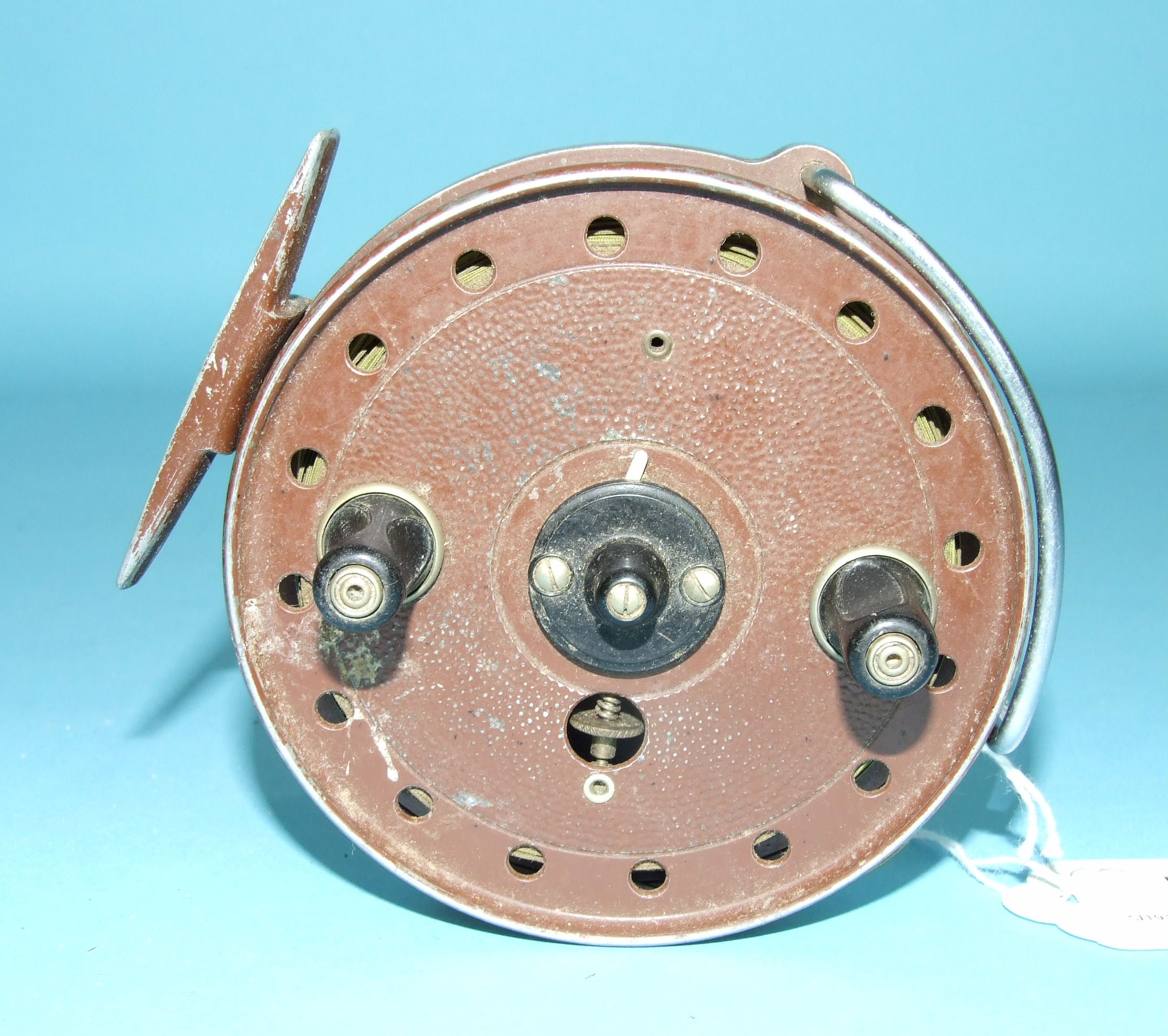 An Allcocks "Arial" reel, (some corrosion), a Milwards Floatcraft reel finished brown and a wooden - Image 3 of 4