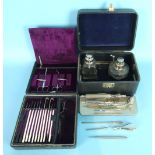 J Weiss & Son, 62 Strand, London, a leather case containing scalpels etc, (not complete) and a