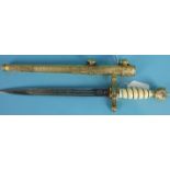 A replica Kriegsmarine dagger marked "Horster, Solingen", 42cm overall.