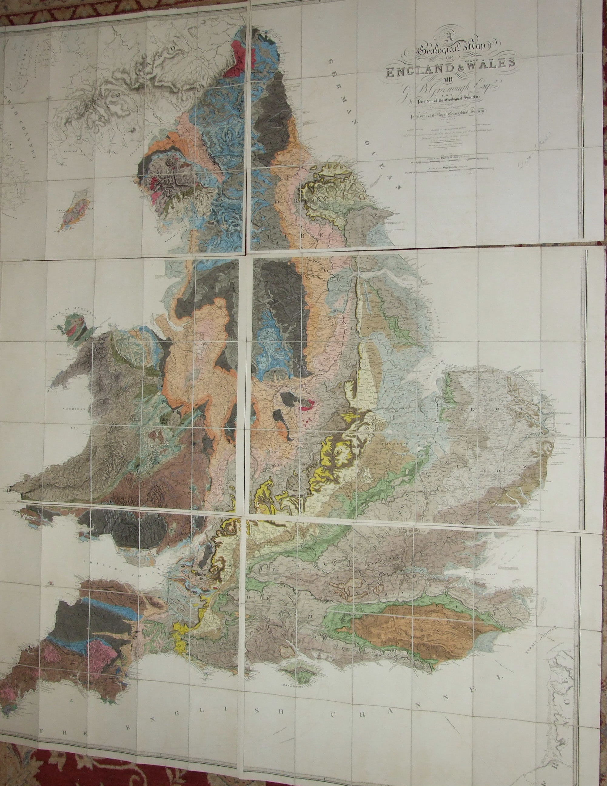 Greenough (George Bellas), A Geological Map of England & Wales, 2nd edn, six hd col engr maps,