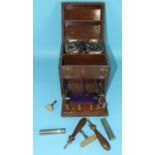 A late-19th/early-20th century mahogany-cased electrical treatment apparatus with brass