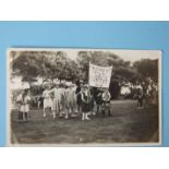 An RP of "Fowey & District Beauty Contest 1930" showing a group of men in drag and other