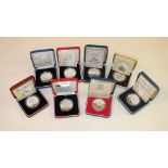 A collection of eight Royal Mint silver proof crowns/£5 coins, including 1981 Marriage of the Prince