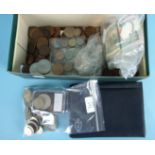 A collection of British and foreign coinage, including a small quantity of 1920-1946 silver.