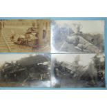 A large early-20th century album of 600 postcards, including one RP car crash, three of a train