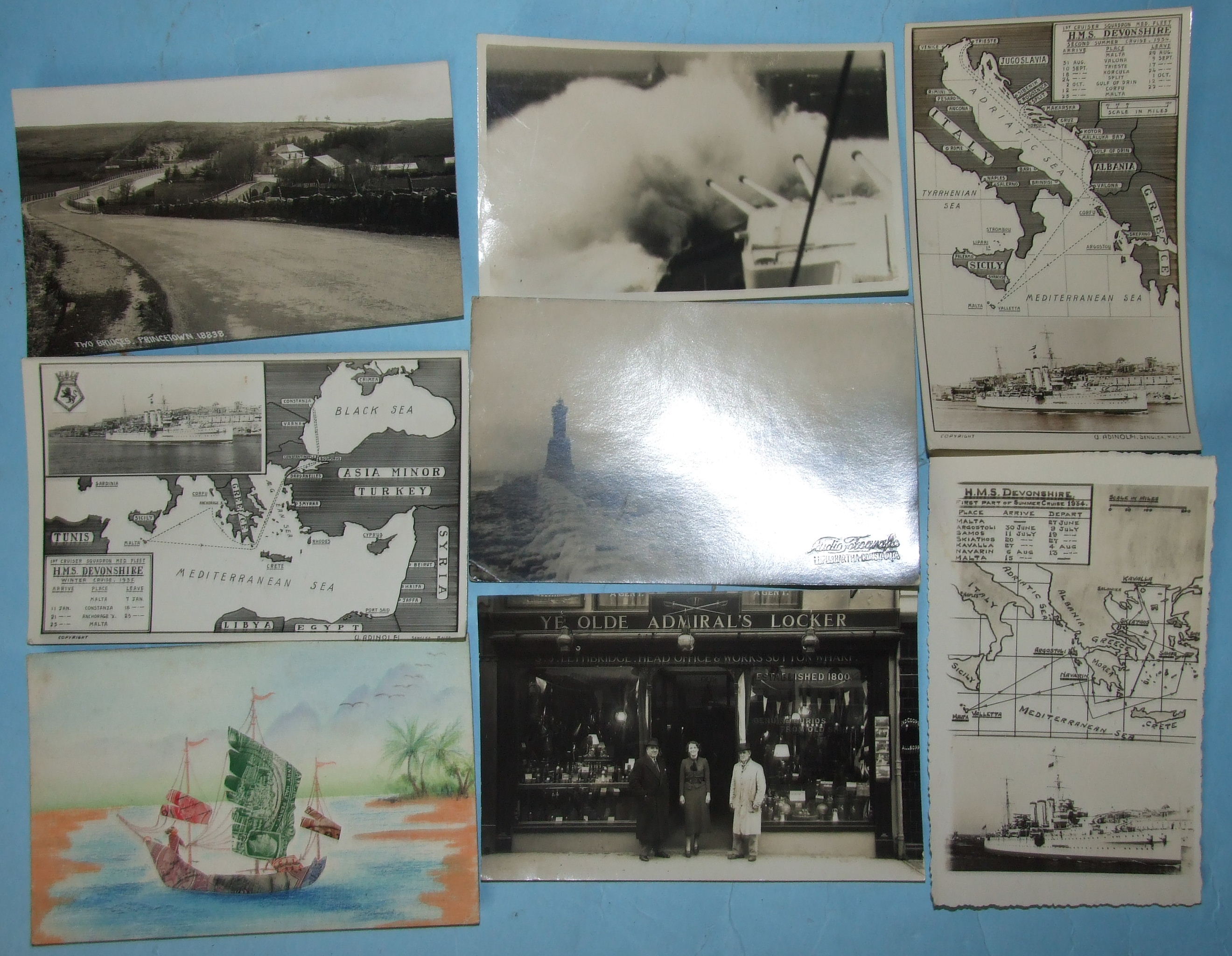 A small collection of 78 postcards, including RP's of Two Bridges, S J Lethbridge at Sutton Wharf,