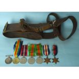 A family group of WWI and WWII medals: British War and Victory Medals awarded to 2nd Lt E F