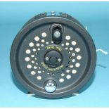 A Leeda Magnum 200D 4" alloy fly reel with adjustable disk drag.