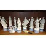 Eight figurines from the Wedgwood The Classical Muses Collection: Clio (af), Thalia, Melpomene (af),