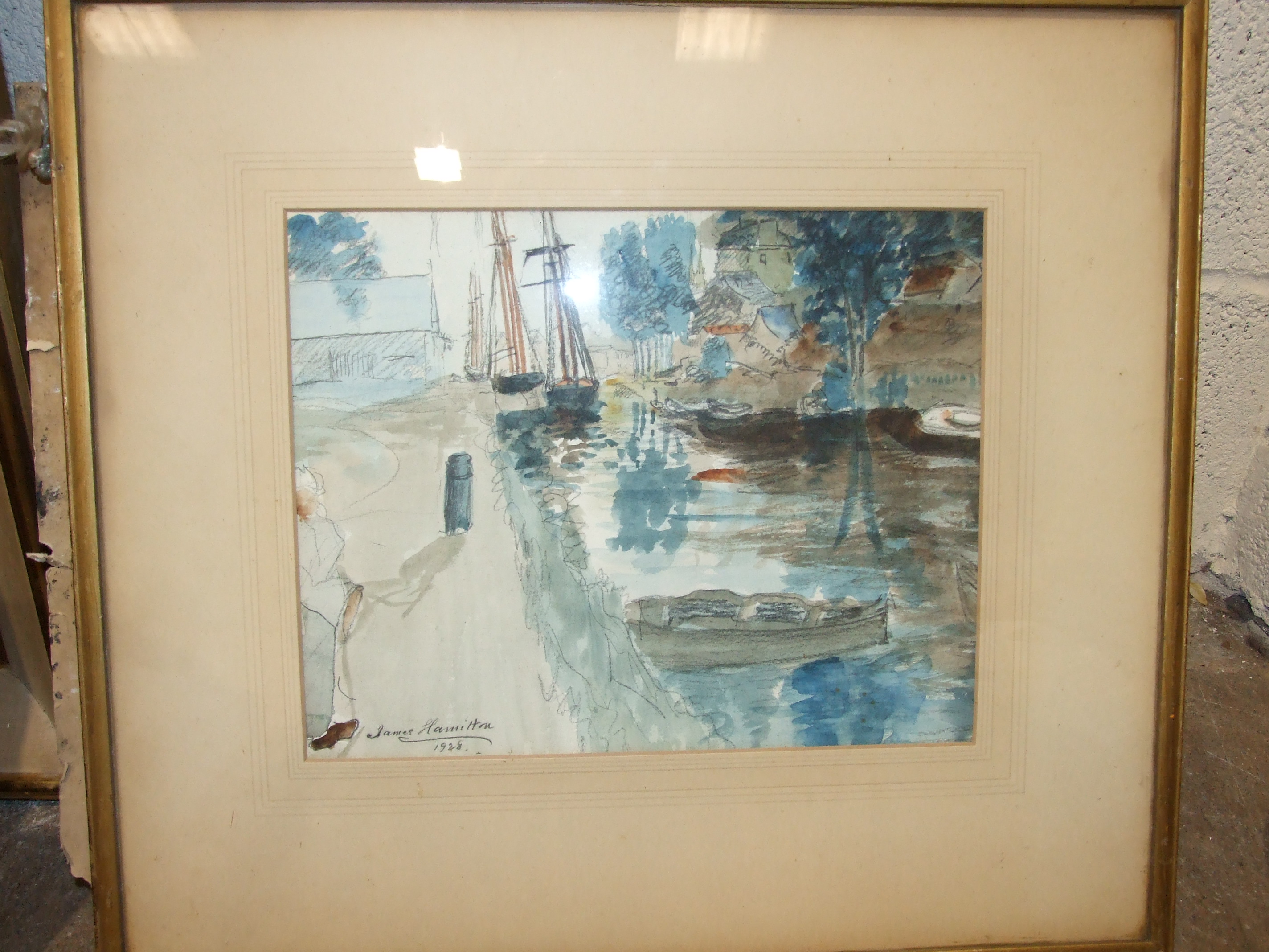 Style of John Nash, Landscape, bears signature and dated 1949, 27 x 47cm and other works. - Image 3 of 4