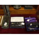 An Otoscope by Theodore Hambley Ltd in fitted case, a Baumonometer blood pressure aparatus and a