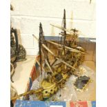 A wax model of HMS Victory, damaged and incomplete, 60cm long, 39cm high.