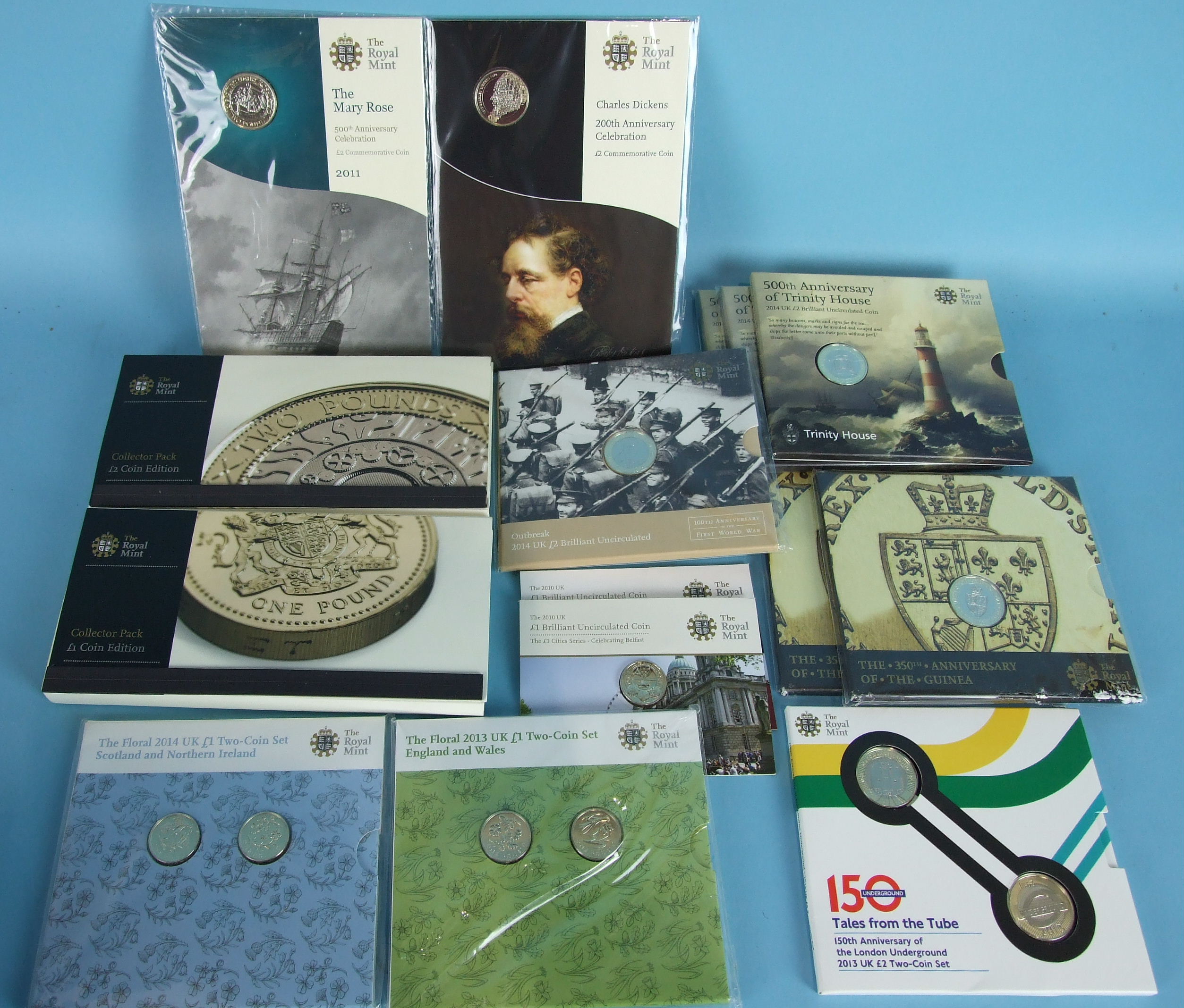 The Royal Mint Collectors Pack of sixteen £2 coins, nine other commemorative £2 coins, the