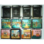 Eight coloured lantern slides and a quantity of slides of the work of W Heath Robinson, 58 in