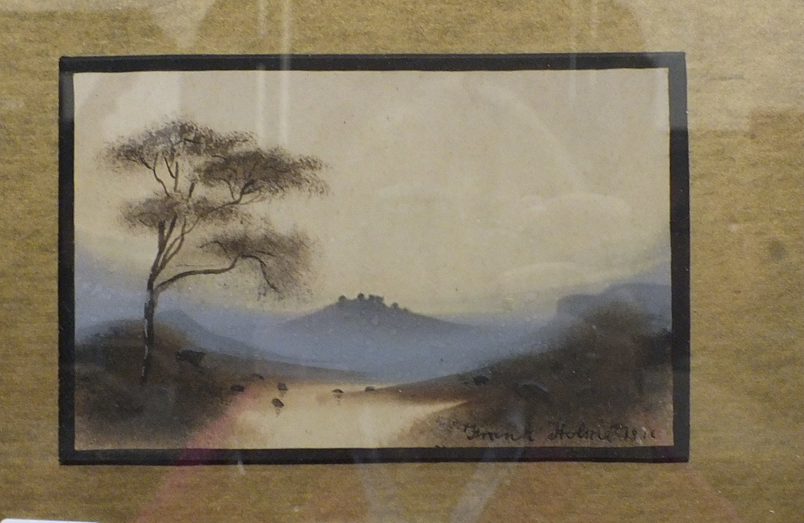 Arthur W Perry, 'Woodland scene with a cow drinking from a stream', a signed watercolour, dated - Image 3 of 6