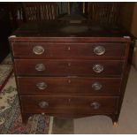 An 18th century mahogany chest of four graduated cockbeaded drawers on bracket feet, 83cm wide, 80cm