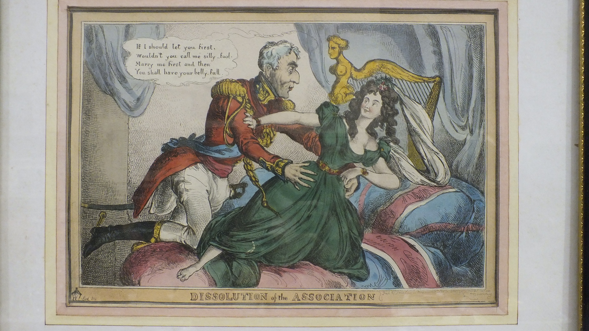 A pair of satirical coloured engravings depicting the Duke of Wellington, Dissolution of the