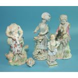 A late-19th century Meissen porcelain figure of a lady playing cards at a circular occasional table,