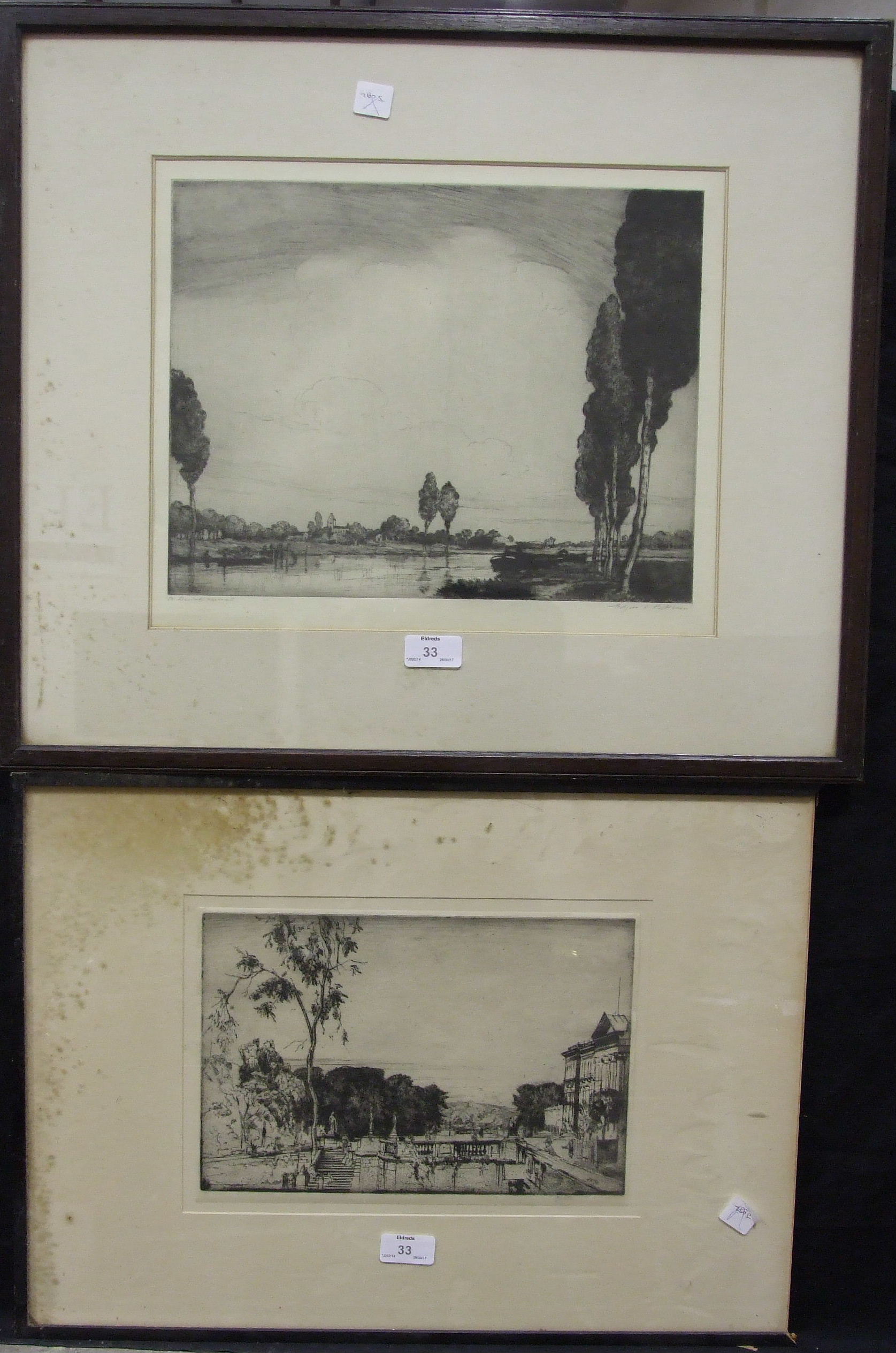 Edgar L Pattison, (b1872) 'A Canal in Normandy', etching, signed and titled in pencil in the margin, - Image 3 of 4