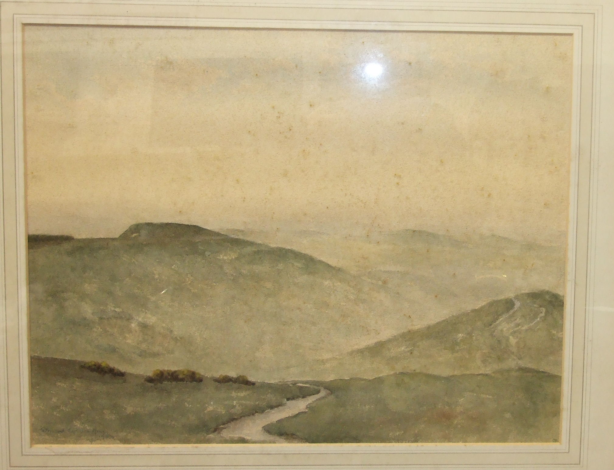 •**Esmond Egerton Hine DOWNLAND MISTS Signed watercolour, dated 1954 (?), 40 x 50cm and other