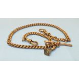 A 9ct gold curb link Albert watch chain with small fob seal, total weight 44g.