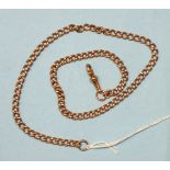 A 9ct rose gold half Albert watch chain, 41.5cm long, 22.2g.