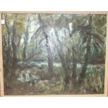 •**Mervyn Griffith Jones (1909-1979) WOODED LANDSCAPE WITH STREAM Oil on canvas, signed with