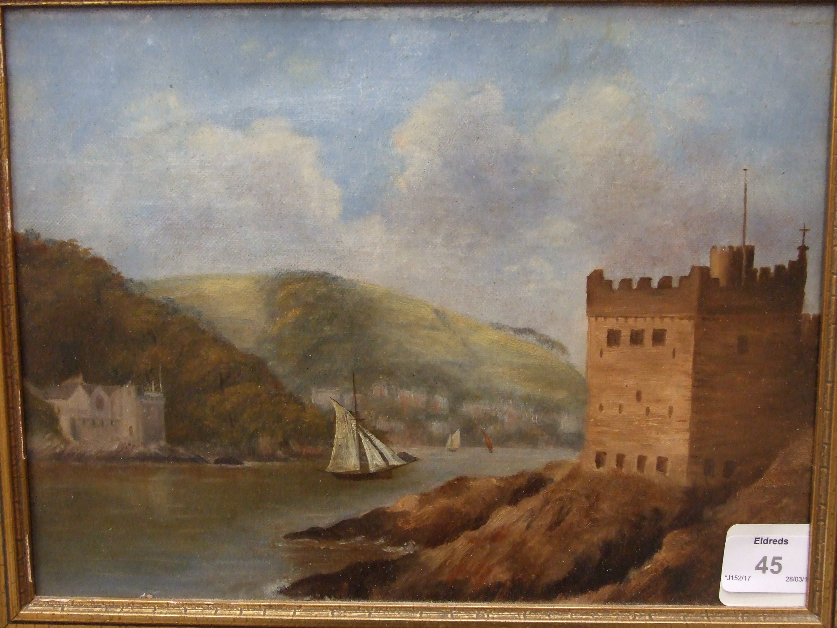 19th century English School DARTMOUTH CASTLE Unsigned oil on canvas, 21 x 28cm and a companion, a