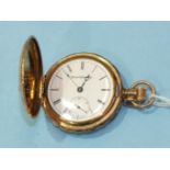 Atlas Watch Co, an American gold-plated hunter-cased keyless pocket watch, the case engraved and