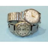 Tissot, a 1950's gents Seastar Automatic wrist watch with steel case and a steel-cased 1930's