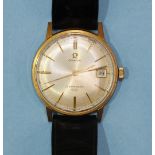 Omega, a gentleman's Seamaster 600 wrist watch with gold-plated case and brushed silver dial with