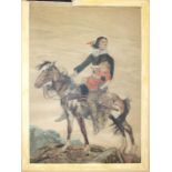 •**Edmund Blampied (1886 - 1966) AN AMERICAN INDIAN ON HORSEBACK HOLDING A CHILD Pen, ink and