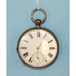 Waltham, an engine-turned silver-cased open-face pocket watch, the white enamel dial with Roman