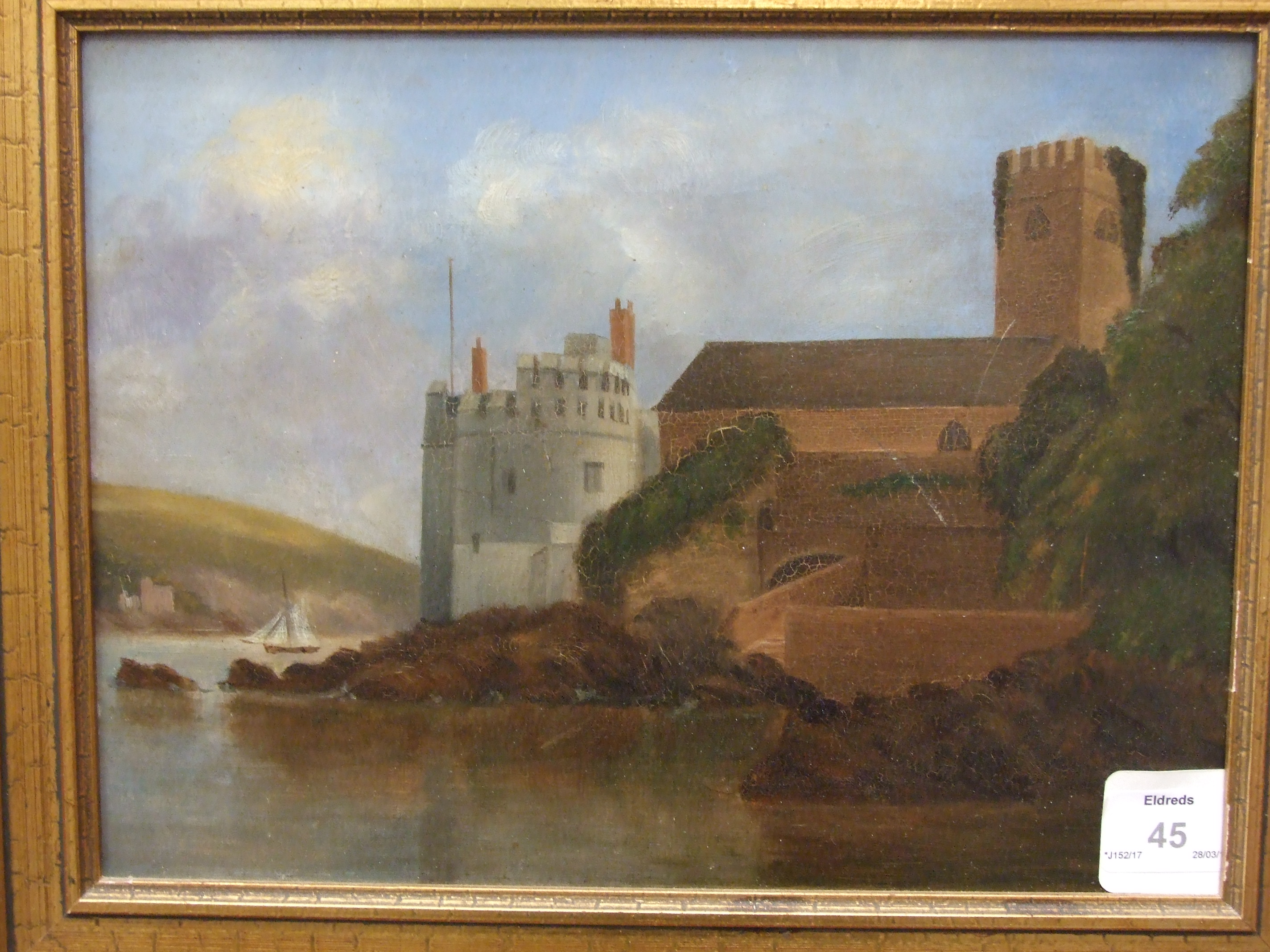 19th century English School DARTMOUTH CASTLE Unsigned oil on canvas, 21 x 28cm and a companion, a - Image 2 of 2