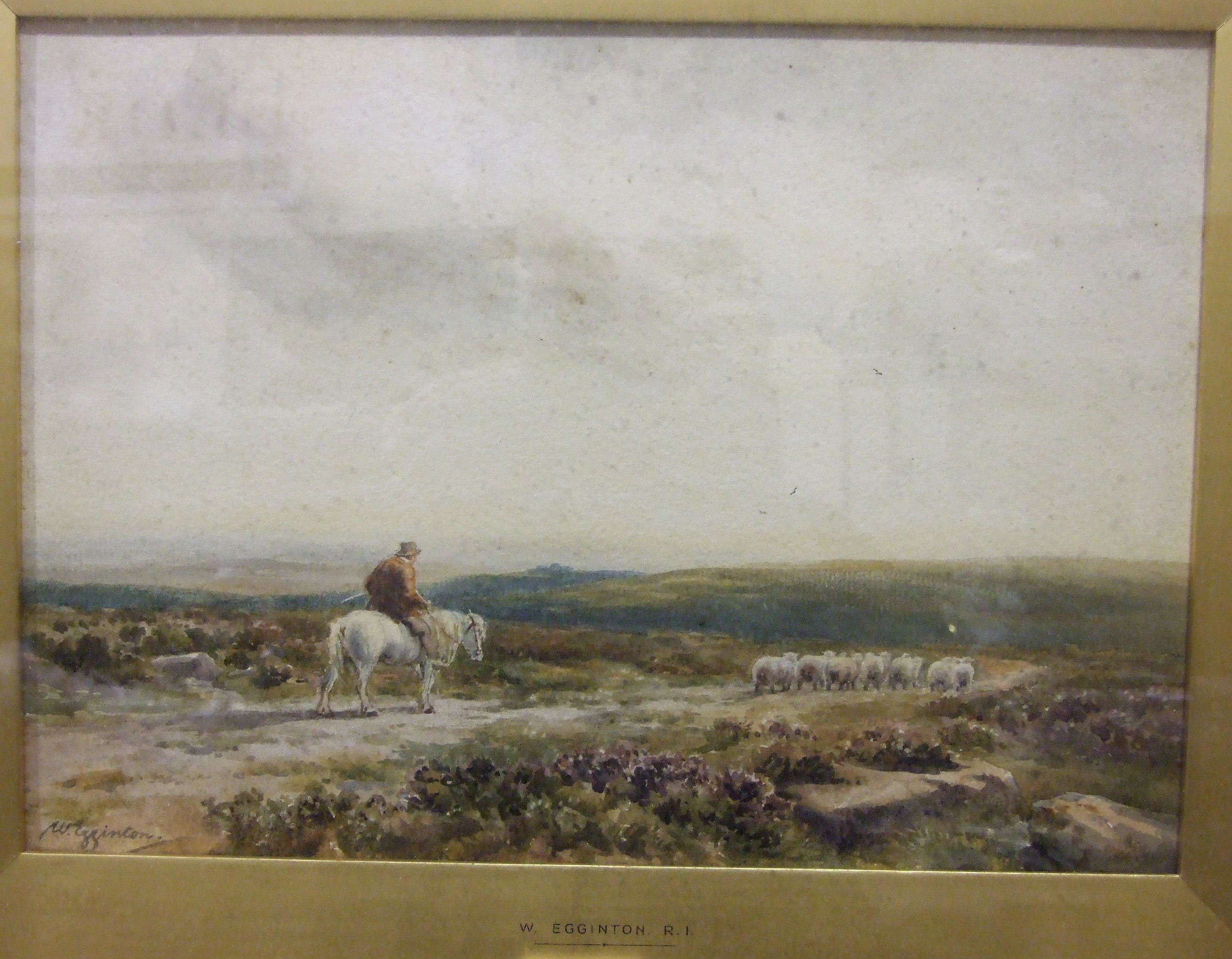 •**W Eggington RI (1875-1951) CROSSING THE MOOR Signed watercolour, 25 x 35cm and a companion - Image 2 of 2