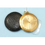 Ebel, an 18ct-gold-cased slim pocket watch, the gilt face with baton numerals, monogram to the back,