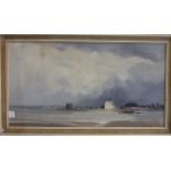 •**Marcus Ford (1915-1989) ESTUARY SCENE WITH SHIPPING Signed oil on canvas, 46 x 84cm.