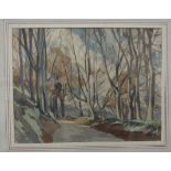 •**Ernest Alfred Sallis Benney (1894-1966) TREE-LINED LANE Signed watercolour, 17 x 22cm and another