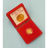 A Royal Mint boxed 1980 proof half sovereign with certificate.