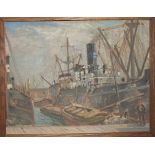 •**A M Elliot RMA LONDON DOCKS Oil on board, 35 x 45cm, signed and titled verso and another oil